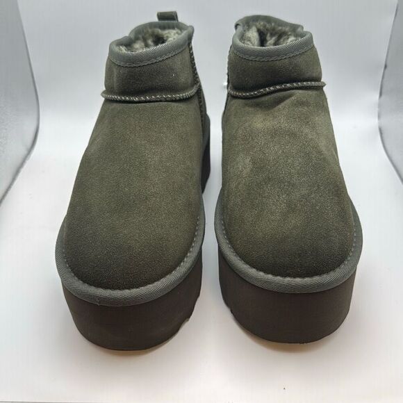 CUSHIONAIRE Hippy Womenβs Platform Ankle Bootsβ SIZE 8.5 OLIVE - Picture 2 of 7